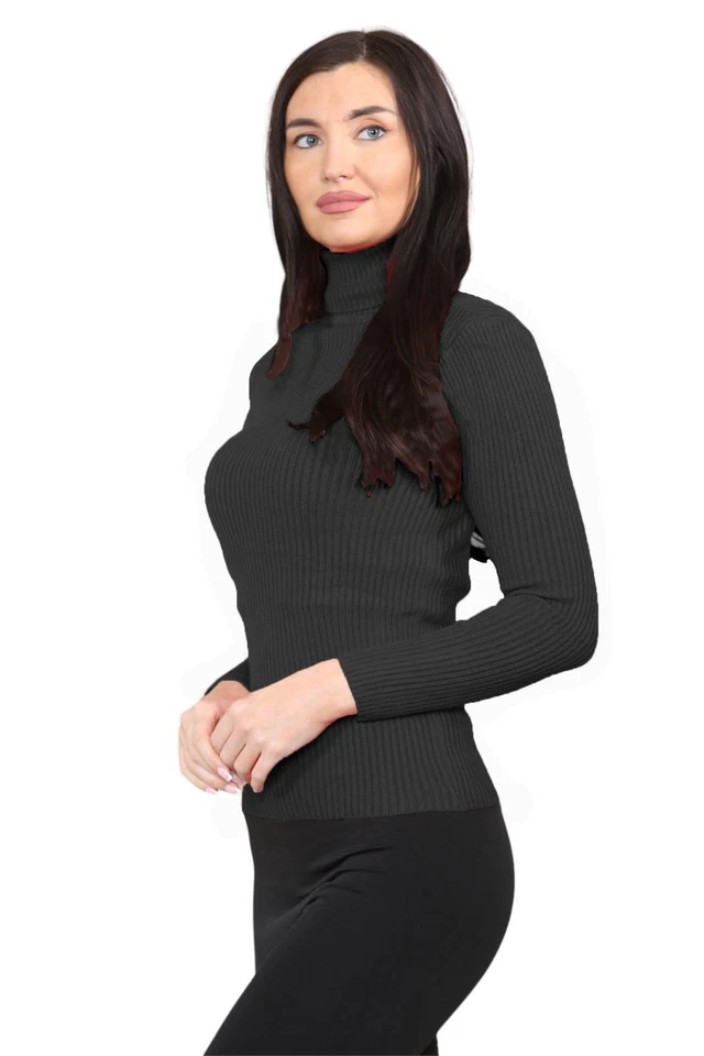 new ladies polo roll high neck long sleeve knitted ribbed top uk size 8 14 new ladies polo roll high neck long sleeve knitted ribbed top uk size 8 14