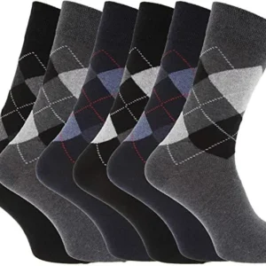 new men's 12 pair pack bulk buy luxury cotton blend argyle design socks uk 6 11