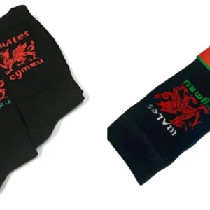 new men's 3 pair pack welsh wales cymru dragon black cotton socks uk 6 11