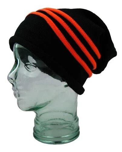 new unisex adult black with 3d neon stripes slouch acrylic knitted beanie hat new unisex adult black with 3d neon stripes slouch acrylic knitted beanie hat