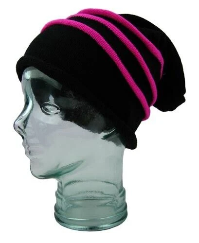 new unisex adult black with 3d neon stripes slouch acrylic knitted beanie hat new unisex adult black with 3d neon stripes slouch acrylic knitted beanie hat