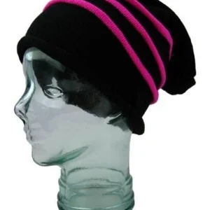 new unisex adult black with 3d neon stripes slouch acrylic knitted beanie hat