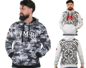Men’s Wales Cymru Welsh Flag Dragon St David’s Day Tattoo Celtic Camo Hoodies