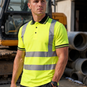New Men's Hi Vis Safety Reflective Tape Polo T Shirt Workwear Size 4XL
