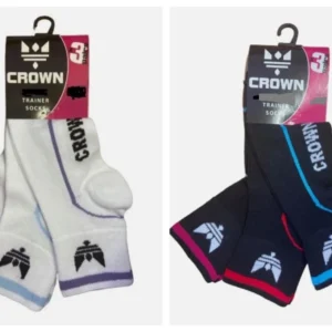 New Men's 6 Pairs 'Crown' Cotton Rich Quarter Trainer Sports Socks UK Size 6-11