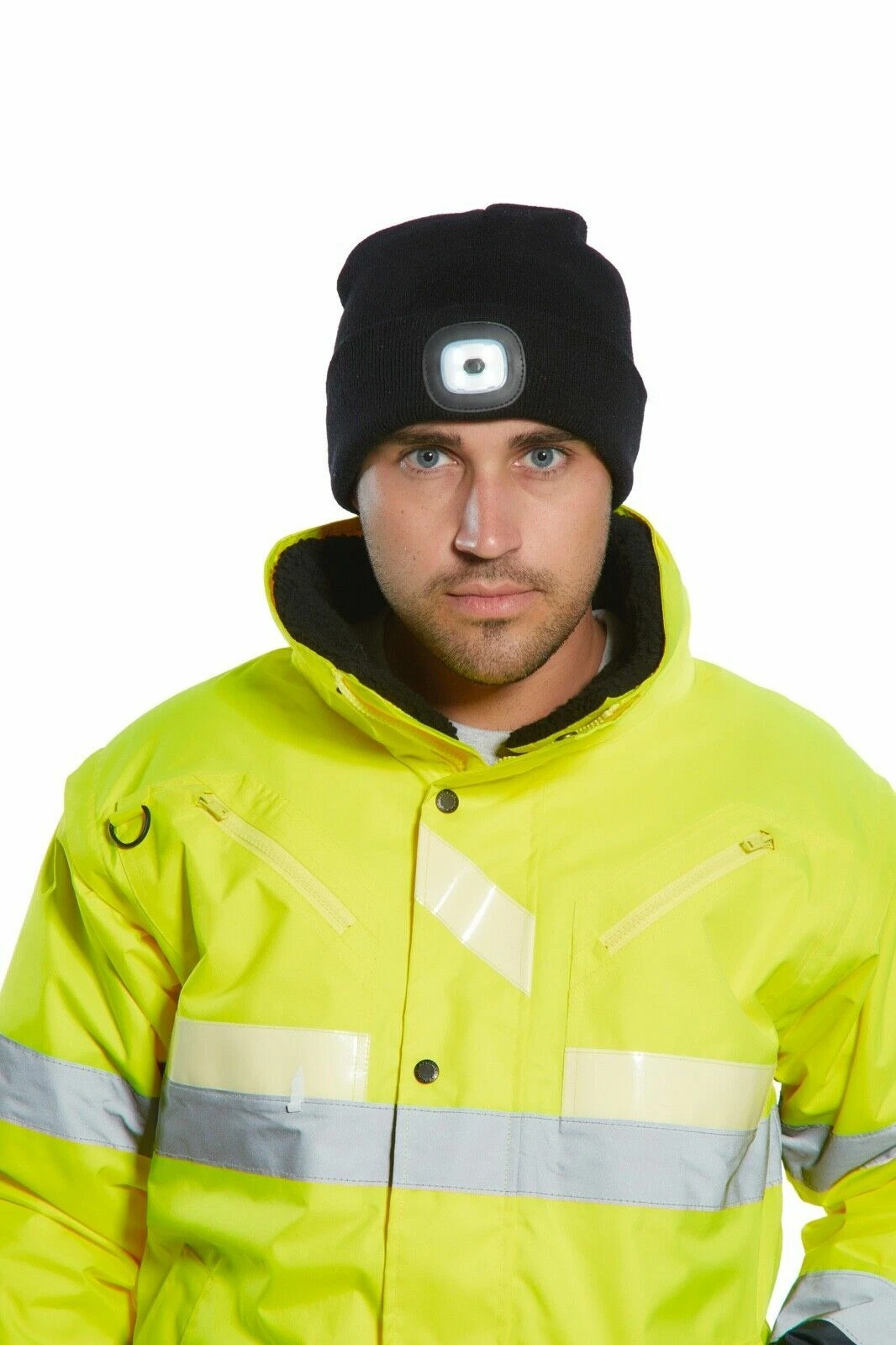 New Adults LED Battery or Rechargeable USB Head Torch Light Beanie Knitted Hat - Image 5