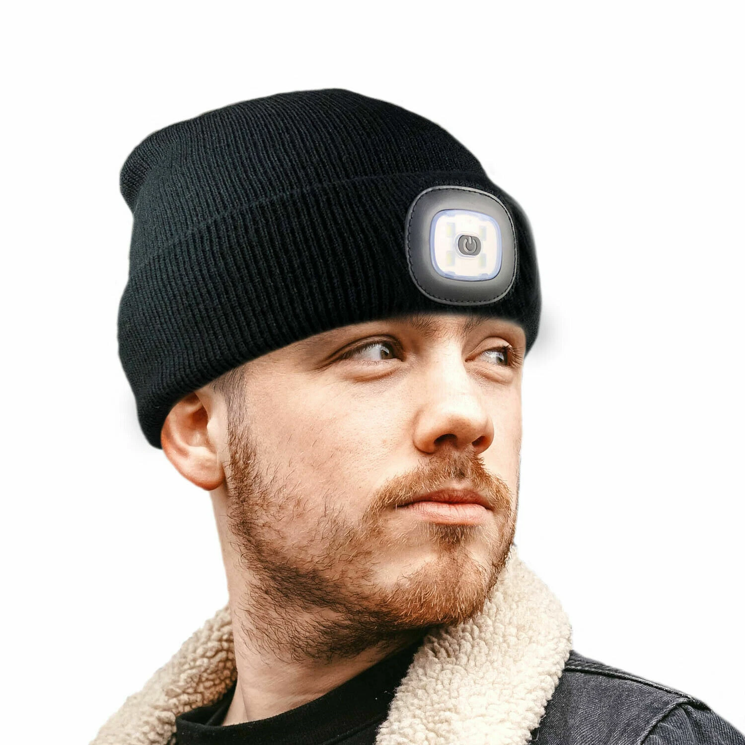 New Adults LED Battery or Rechargeable USB Head Torch Light Beanie Knitted Hat - Image 3