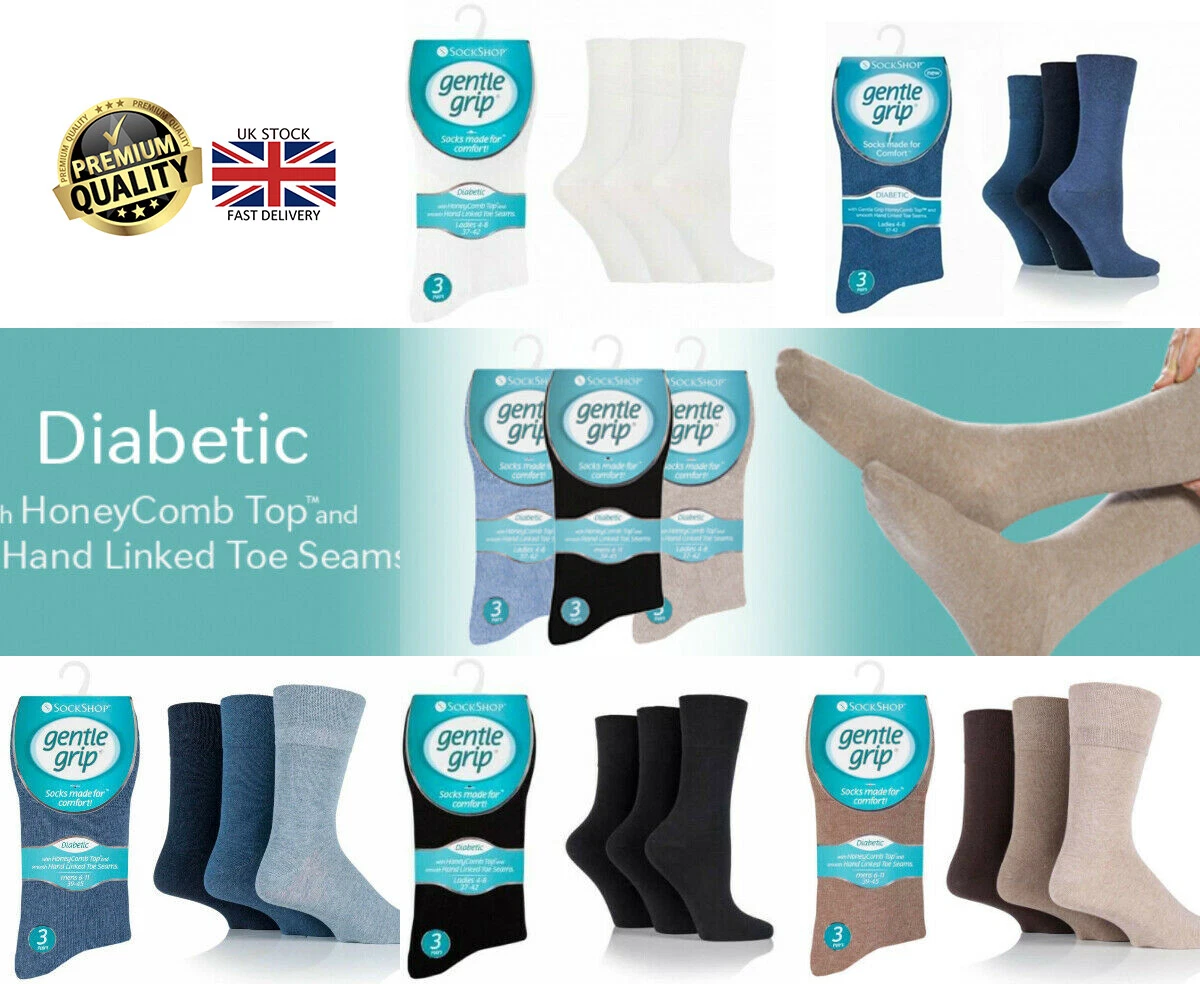 New Ladies 6 Pairs Gentle Grip Non Elastic Diabetic Soft Cotton Rich Plain Socks - Image 3