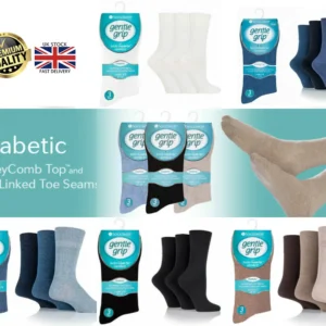 New Ladies 6 Pairs Gentle Grip Non Elastic Diabetic Soft Cotton Rich Plain Socks