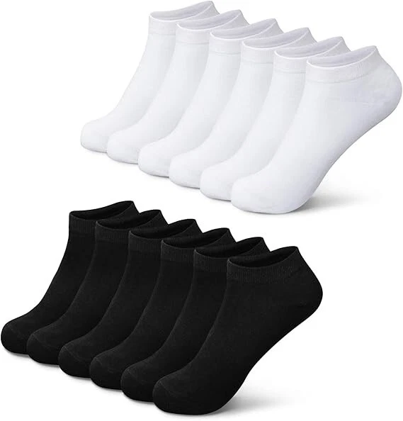 New Men's 12 Pairs White or Black Gym Sports Cotton Blend Ankle Trainer Socks - Image 3