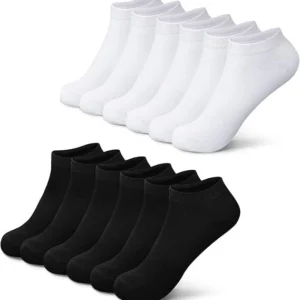 New Men's 12 Pairs White or Black Gym Sports Cotton Blend Ankle Trainer Socks