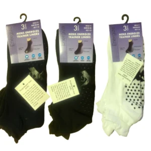 New Men's 3 Pair Pack Sports Liners Gym Non Slip Gripper Trainer Socks UK 6-11