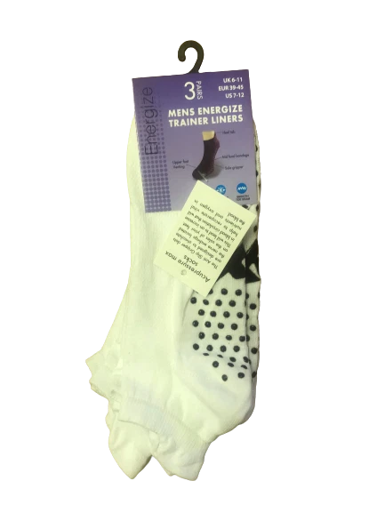 New Men's 3 Pair Pack Sports Liners Gym Non Slip Gripper Trainer Socks UK 6-11 - Image 3