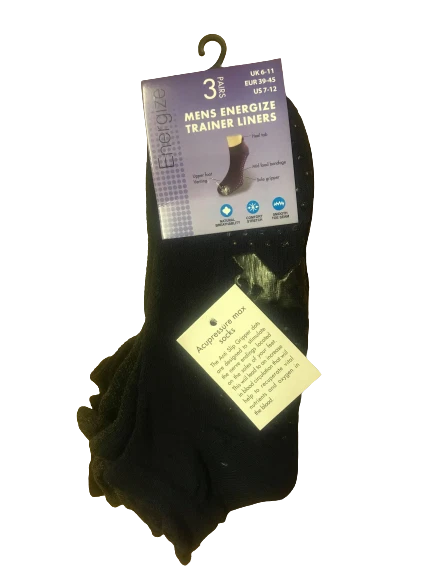 New Men's 3 Pair Pack Sports Liners Gym Non Slip Gripper Trainer Socks UK 6-11 - Image 4