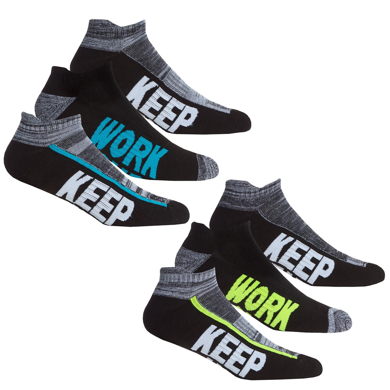 New Men's 3 Pairs Slogan 'Keep Fit' Sport Trainer Liners Socks RedTag Activewear - Image 2
