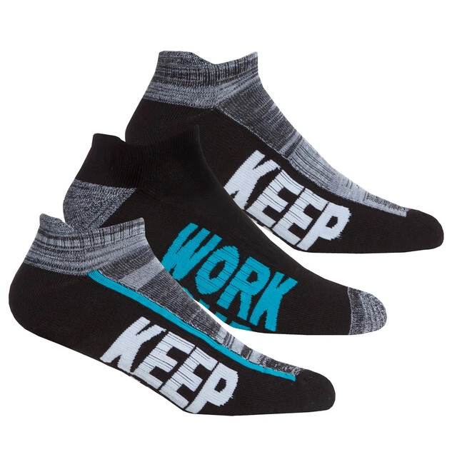 New Men's 3 Pairs Slogan 'Keep Fit' Sport Trainer Liners Socks RedTag Activewear - Image 4