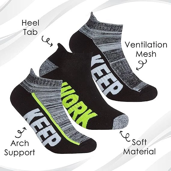 New Men's 3 Pairs Slogan 'Keep Fit' Sport Trainer Liners Socks RedTag Activewear - Image 6