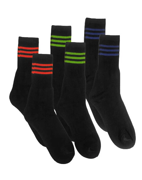 New Men's 5 Pair Pack 3 Stripe Detail Sports Cotton Rich Socks UK Size 6-11 - Image 5