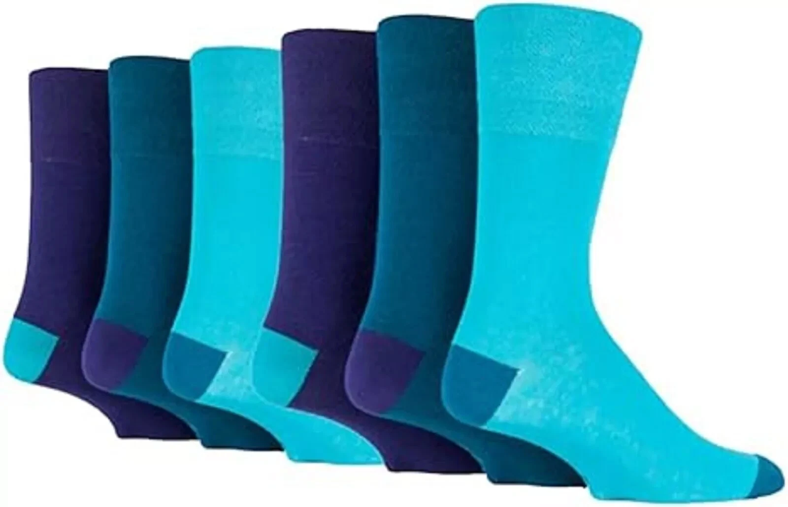 New Men's 6 Pairs Gentle Grip Non Elastic 'Colourburst' Soft Cotton Socks - Image 3