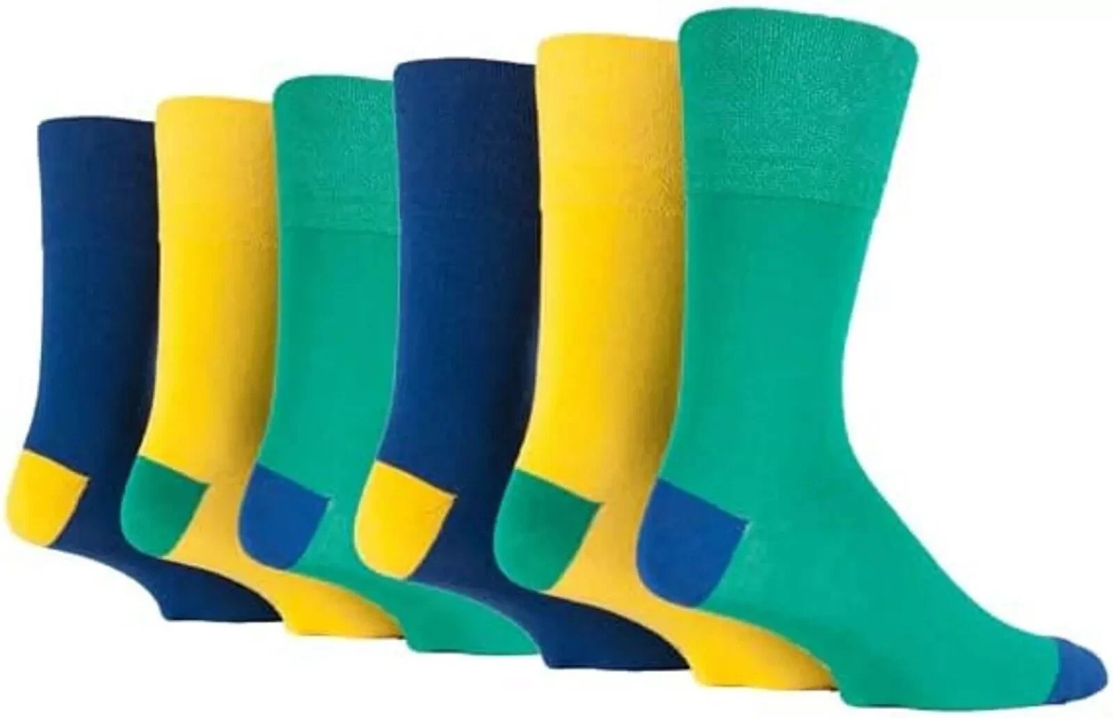 New Men's 6 Pairs Gentle Grip Non Elastic 'Colourburst' Soft Cotton Socks - Image 6