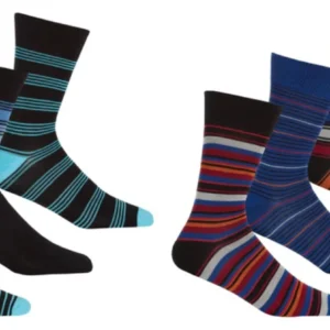 New Men's 6 Pairs Striped Assorted Antibacterial Breathable Bamboo Socks UK 6-11