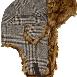 New Men's Faux Fur Trim Winter Warm Checked Trapper Hat By Traditions Head Wear