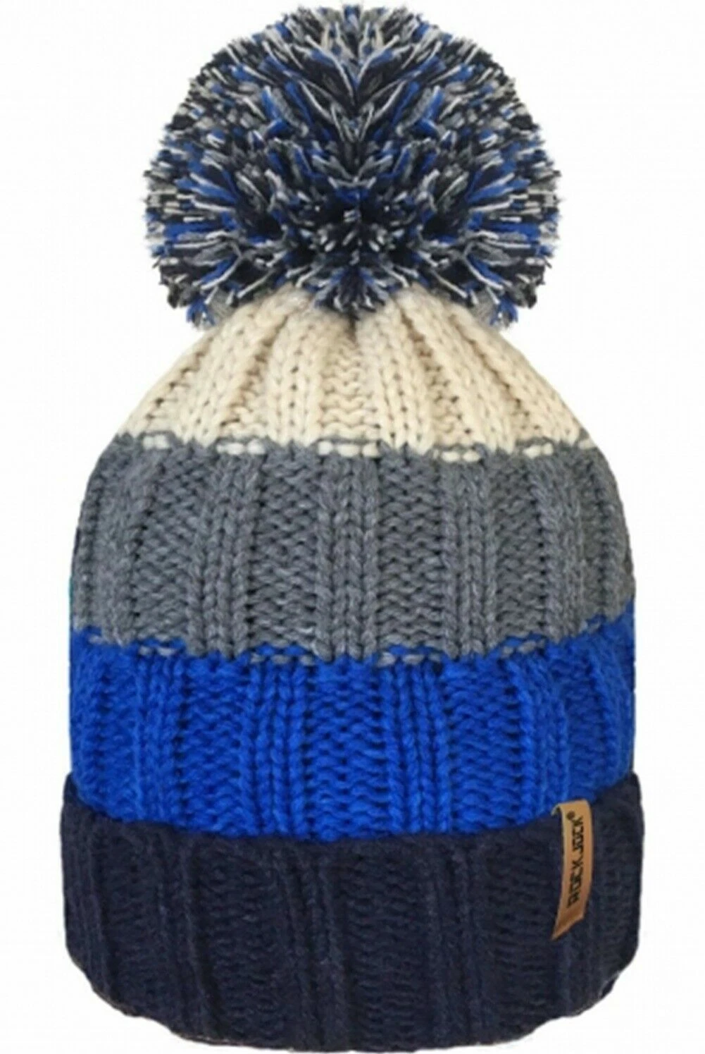 New Men's Ladies Striped Winter Fleece Lined Rib Knit Bobble Hat By Rockjock - Image 4