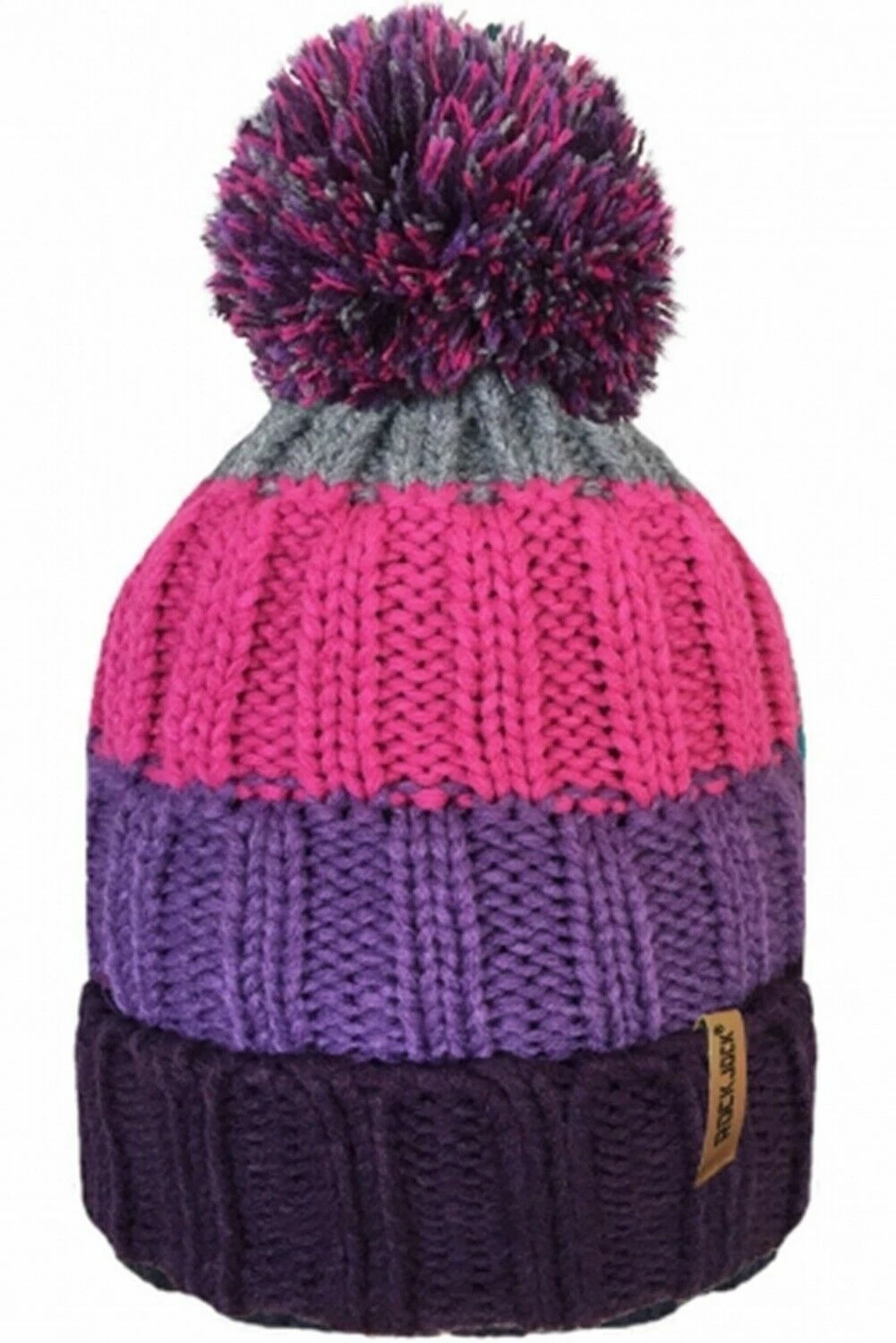 New Men's Ladies Striped Winter Fleece Lined Rib Knit Bobble Hat By Rockjock - Image 6
