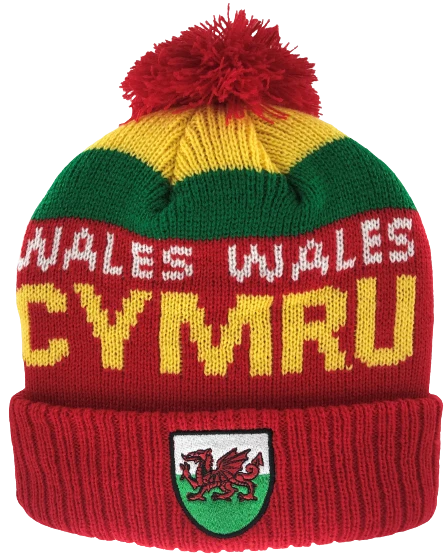 New Men's Ladies Welsh Wales Cymru Dragon Fashion Bobble Knitted Hat - Image 3