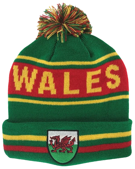 New Men's Ladies Welsh Wales Cymru Dragon Fashion Bobble Knitted Hat - Image 4