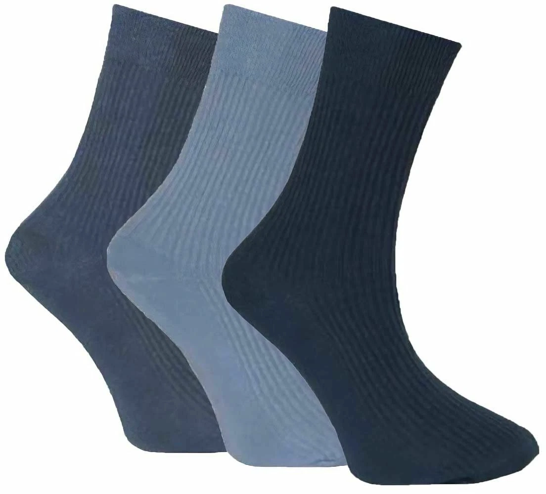 New Men's Multi Pack Non Elastic Grip 100% Cotton Flexi Soft Top Diabetic Socks - Image 3