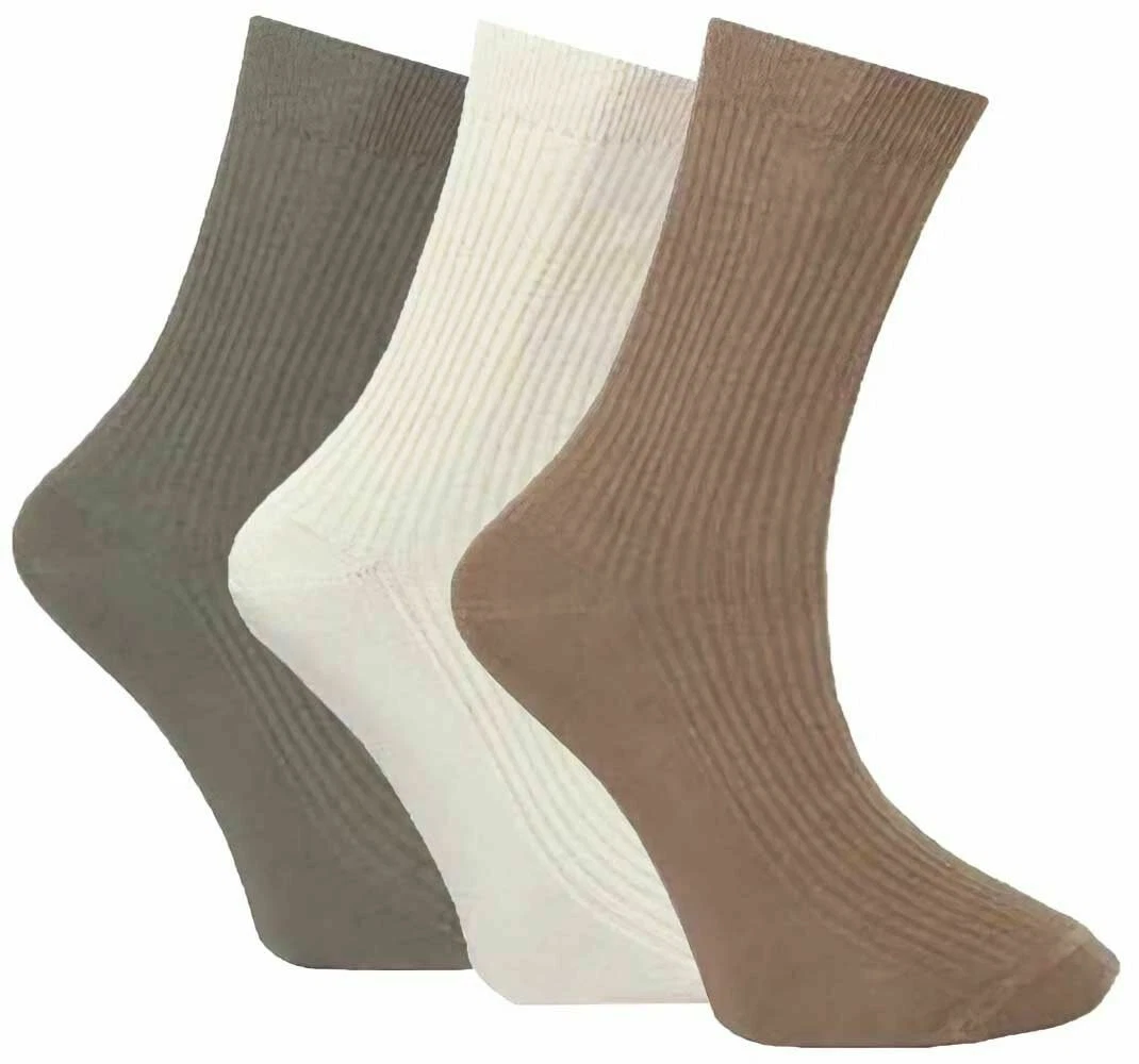 New Men's Multi Pack Non Elastic Grip 100% Cotton Flexi Soft Top Diabetic Socks - Image 4