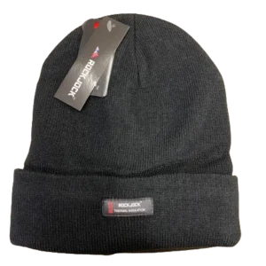 New Men's 'Rock Jock 703' Knitted Ribbed Winter Thermal Beanie Lined Black Hat