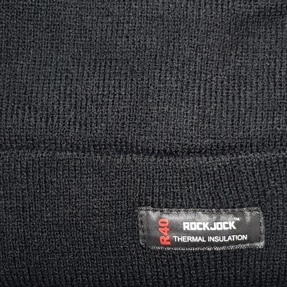 New Men's 'Rock Jock 703' Knitted Ribbed Winter Thermal Beanie Lined Black Hat - Image 4