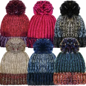 New Unisex Acrylic Chunky Marl Knitted Ski Bobble Winter Hat By Rockjock