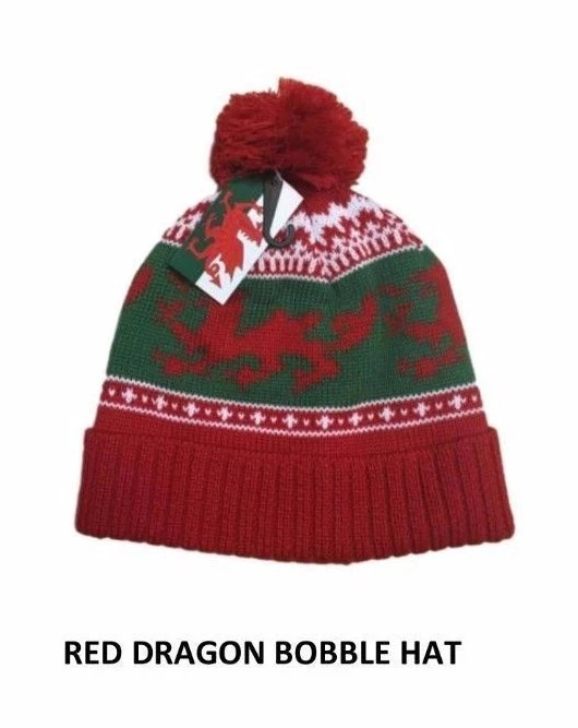 New Unisex Wales Welsh Cymru Warm Winter Football Rugby Bobble Hats - Image 11