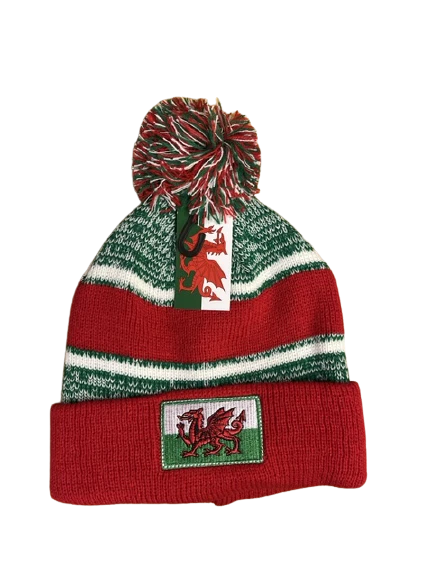 New Unisex Wales Welsh Cymru Warm Winter Football Rugby Bobble Hats - Image 7