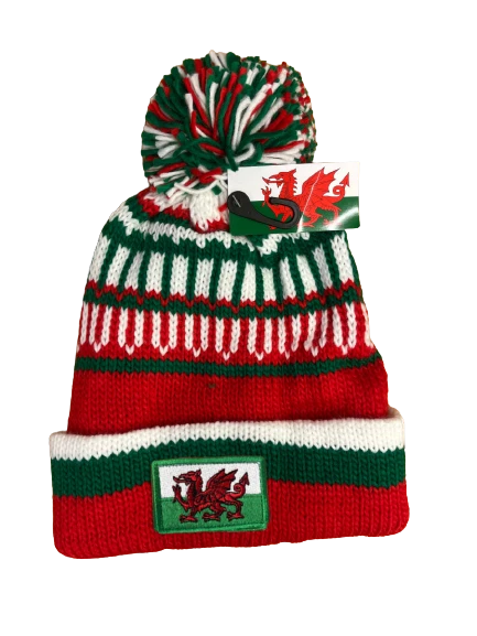 New Unisex Wales Welsh Cymru Warm Winter Football Rugby Bobble Hats - Image 9