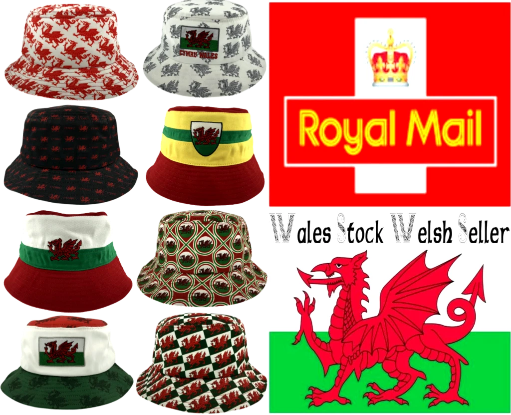 New Wales Cymru Am Byth Welsh Dragon Football Rugby Patriotic Bucket Hats