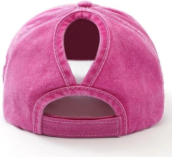 Ponytail Baseball Cap for Women High Messy Bun Caps Washed Cotton Hats - Image 8