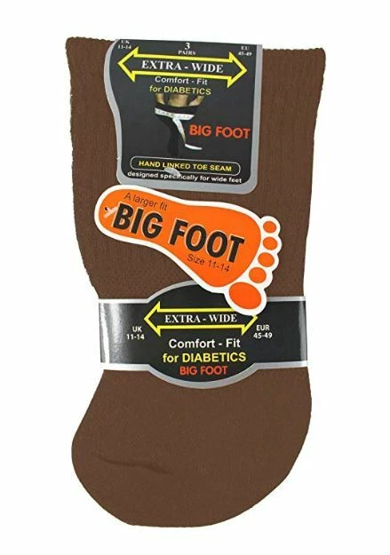 New Men's 3 Pair Pack Extra Wide Non Elastic Diabetic Big Foot Socks UK 11-14 - Image 4
