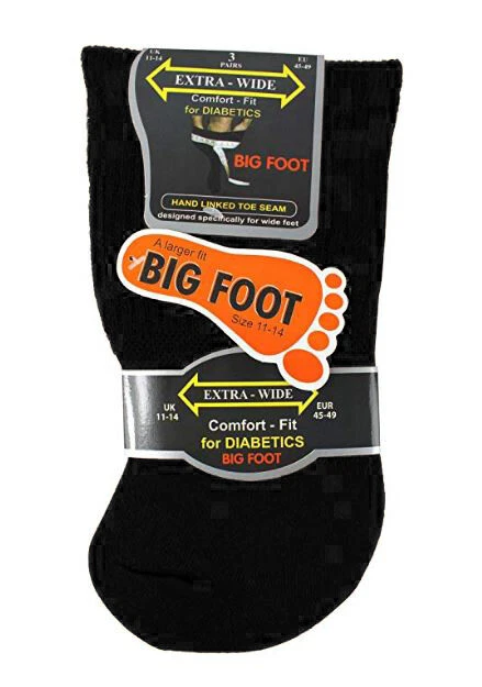 New Men's 3 Pair Pack Extra Wide Non Elastic Diabetic Big Foot Socks UK 11-14 - Image 5