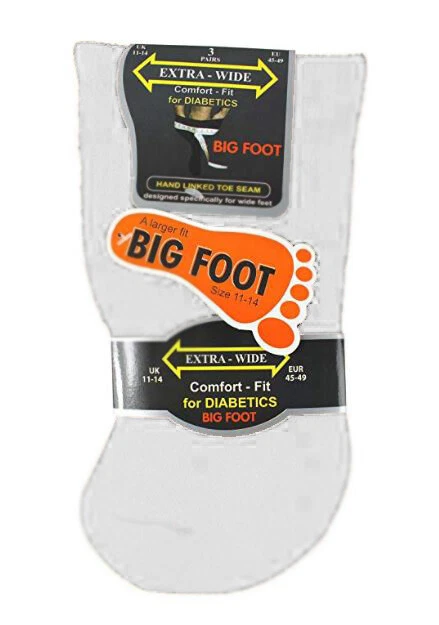 New Men's 3 Pair Pack Extra Wide Non Elastic Diabetic Big Foot Socks UK 11-14 - Image 3