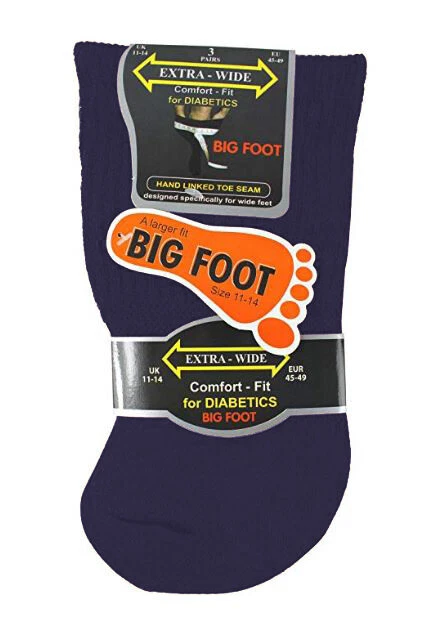 New Men's 3 Pair Pack Extra Wide Non Elastic Diabetic Big Foot Socks UK 11-14 - Image 6