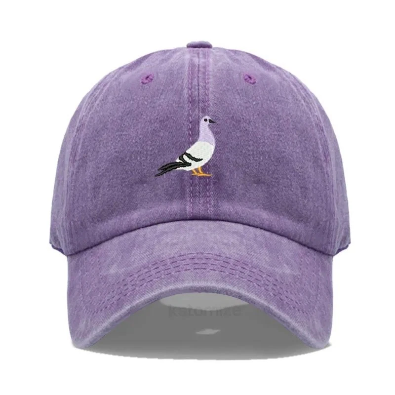 Vintage Washed Pigeon Baseball Cap Embroidered Cotton Dad Hat Adjustable Unisex