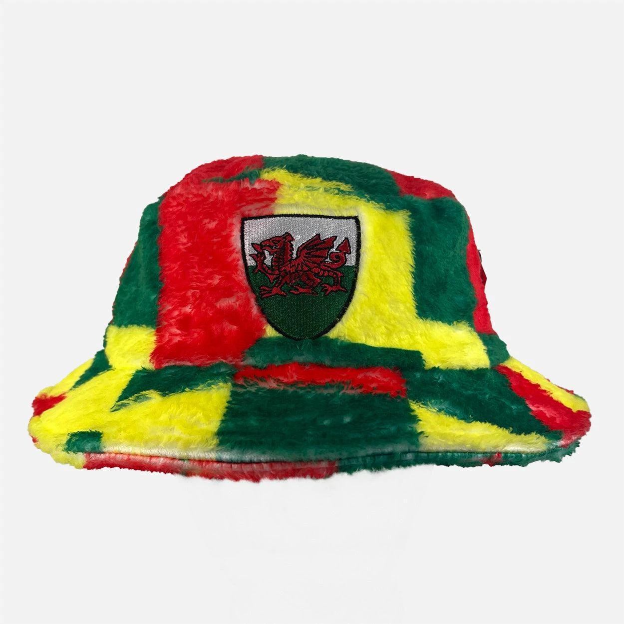 Mens Wales Gold Patchwork Fleece Bucket Hat Football - Image 4