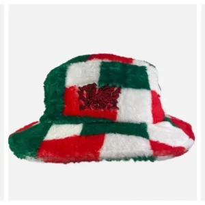 Mens Wales Gold Patchwork Fleece Bucket Hat Football
