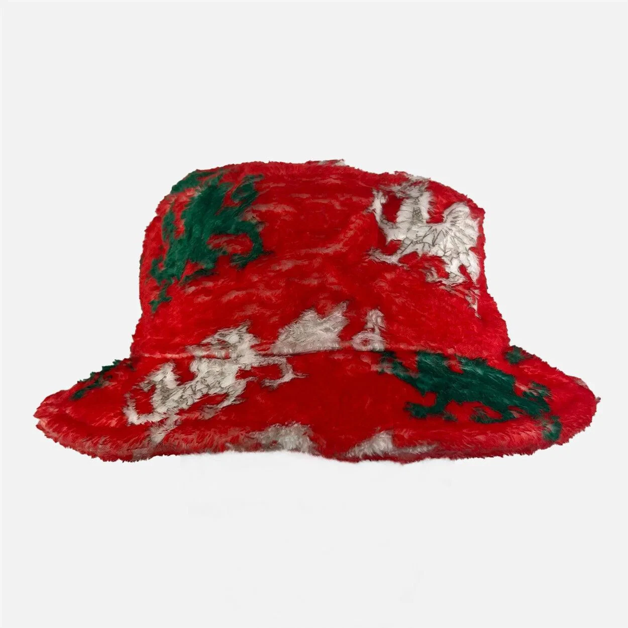 Mens Wales Gold Patchwork Fleece Bucket Hat Football - Image 3