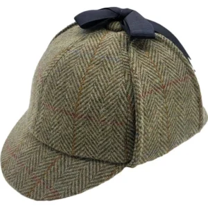 Sherlock Holmes Deerstalker Hat – Houndstooth & Herringbone Patchwork Tweed Cap