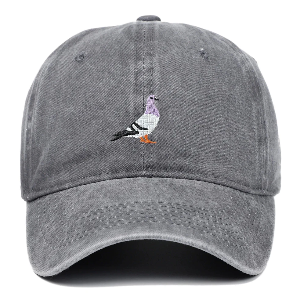 Vintage Washed Pigeon Baseball Cap Embroidered Cotton Dad Hat Adjustable Unisex - Image 4